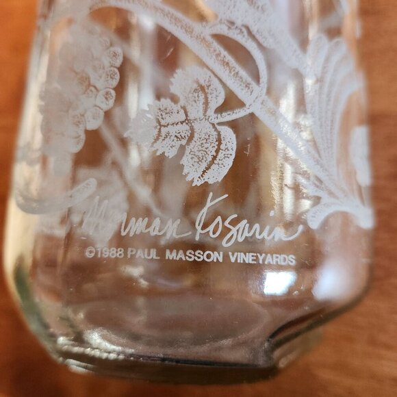 VTG 1988 Norman Kosarin Paul Masson Etched Glass Bird Vine Wine Carafe‎ Decanter - Picture 8 of 8